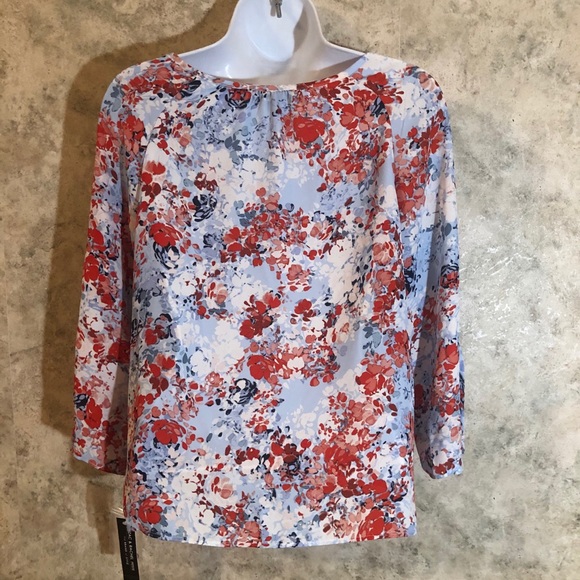 Zac & Rachel Petite Button & Tie 3/4 Blouse - Picture 10 of 12